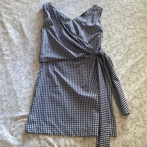 Style envy navy gingham wrap tie mini dress size M